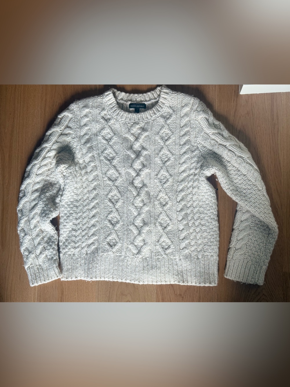 Banana Republic Cream Cable-Knit Crewneck Sweater